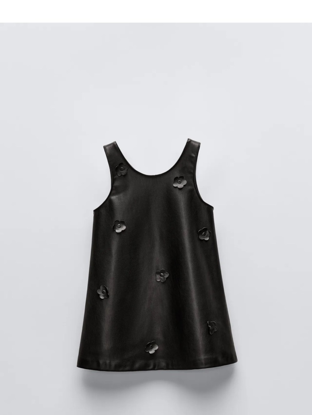 Zara Black Faux Leather Floral Appliqué Dress